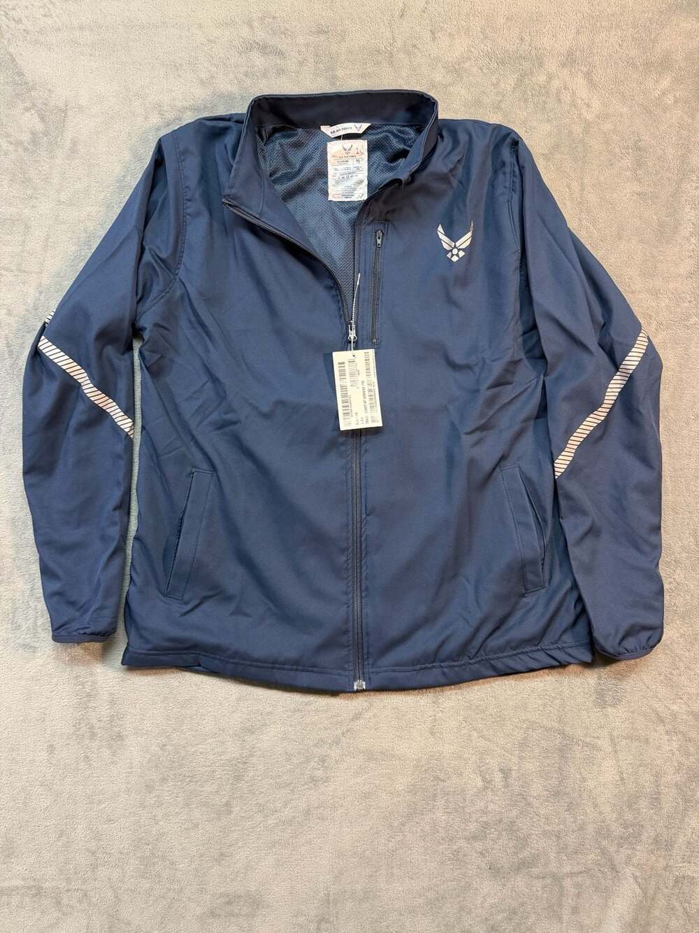 US Air Force Womens Track Jacket Navy Blue PTU Physical Training Uniform XL Long